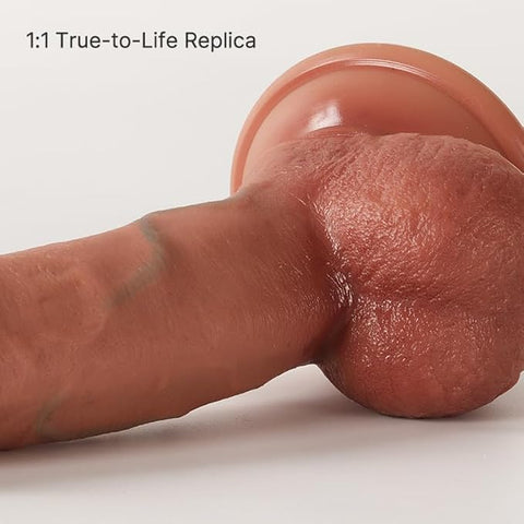 6-Inch Small Dildo for Beginners, Anal & Vaginal Dildo with Balls, Soft Realistic Silicone Dildo with Strong Suction Cup, Beginner Dildo, Sex Toy for Women, Men, Gays. Lossless Penis No.39