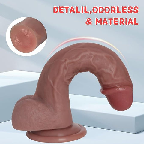 Kstert Realistic Dildo – 7.8" Liquid Silicone Toy with Strong Suction Cup, Lifelike Veiny Texture & Resilient Firmness, Hands-Free G Spot Focused Design for Women & Beginners