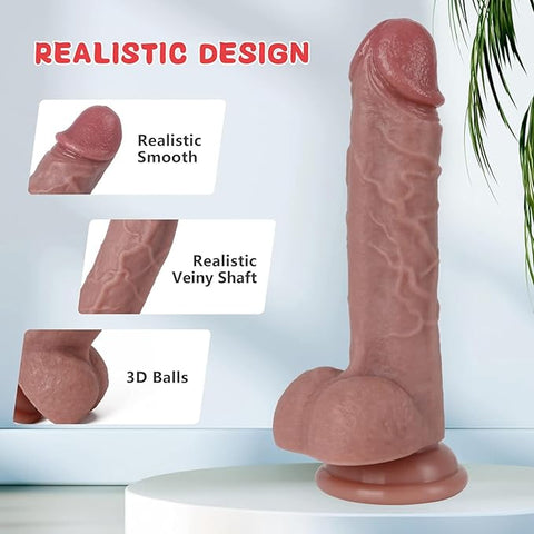 Kstert Realistic Dildo – 7.8" Liquid Silicone Toy with Strong Suction Cup, Lifelike Veiny Texture & Resilient Firmness, Hands-Free G Spot Focused Design for Women & Beginners