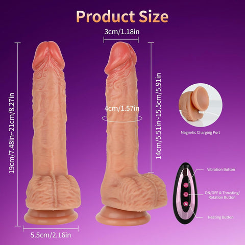 Harness Strap On Vibrating Realistic Dildo, 8” Silicone Dildo with 9 Thrusting Rotating Mode & Heating Mode, Wearable Vibrator Anal G Spot Stimulator...