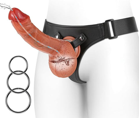 Adjustable Strap On Squirting Dildo Ejaculating Toy, 8 Inch Realistic Dildos Soft Feel Like Real Skin, Silicone Anal Dildo Adult Sex Toys for Women Men Couple