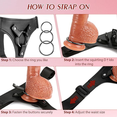 Adjustable Strap On Squirting Dildo Ejaculating Toy, 8 Inch Realistic Dildos Soft Feel Like Real Skin, Silicone Anal Dildo Adult Sex Toys for Women Men Couple